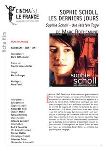 Sophie Scholl, les derniers jours de Rothemund Marc
