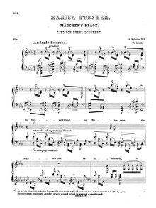Partition , Mädchens Klage (S.563/2), 6 Melodien von Franz Schubert