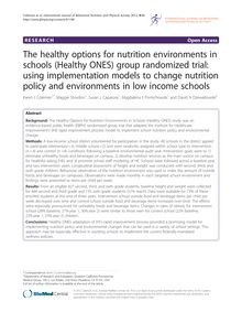 The healthy options for nutrition environments in schools (Healthy ONES) group randomized trial: using implementation models to change nutrition policy and environments in low income schools