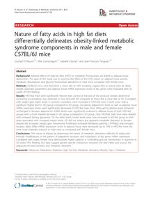 Nature of fatty acids in high fat diets differentially delineates obesity-linked metabolic syndrome components in male and female C57BL/6J mice
