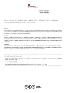 Aperçu sur les techniques d éducation utilisant l informatique - article ; n°1 ; vol.31, pg 42-61