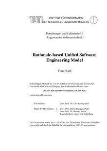 Rationale-based unified software engineering model [Elektronische Ressource] / Timo Wolf