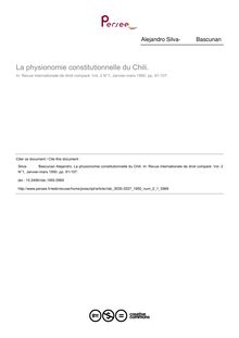 La physionomie constitutionnelle du Chili. - article ; n°1 ; vol.2, pg 91-107