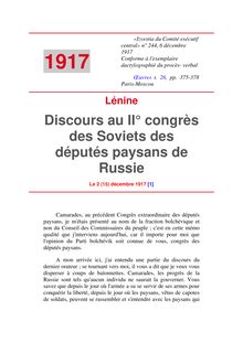 Discours au II° congrès des Soviets des députés paysans de Russie
