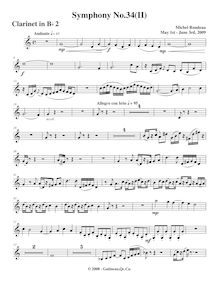 Partition clarinette 2, Symphony No.34, F major, Rondeau, Michel