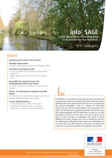Info’ SAGE, L’écho des Schémas d’Aménagement et de Gestion des Eaux franciliens - Mars 2013