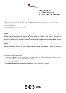 Organisation des chaînes d approvisionnement et commerce électronique - article ; n°1 ; vol.272, pg 28-41