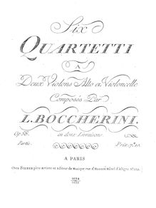 Partition violoncelle, 6 corde quatuors, G.242-247 (Op.58), Boccherini, Luigi