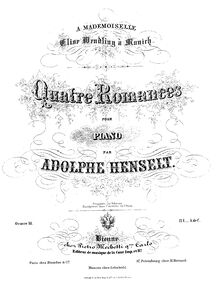 Partition complète, Quatre Romances, Op.18, Henselt, Adolf von