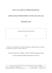 Sujet du bac 2012: Communication, médiation (U2) - Antilles Guyane