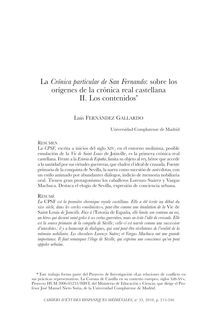 La Crónica particular de San Fernando: sobre los orígenes de la crónica real castellana, II. Los contenidos - article ; n°1 ; vol.33, pg 215-246