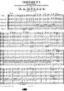 Partition complète, 4 Country Dances, Serenade No.2, Mozart, Wolfgang Amadeus par Wolfgang Amadeus Mozart