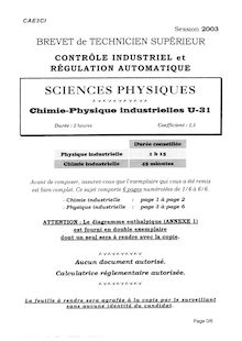 Physique Chimie 2003 BTS Contrôle industriel et régulation automatique