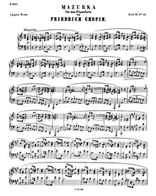 Partition complète, Mazurka en A minor,  B.134, A minor, Chopin, Frédéric par Frédéric Chopin