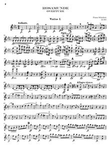 Partition violon I, Rosamunde, Fürstin von Zypern, Schubert, Franz