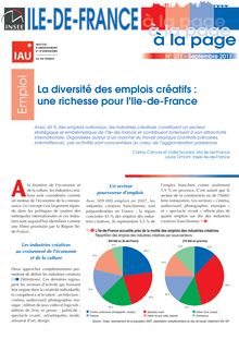 La diversité des emplois créatifs : une richesse pour l Ile-de-France