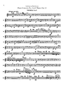 Partition trompette 1, 2 (en C), Piano Concerto No.1, C Major, Beethoven, Ludwig van