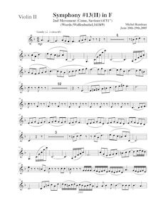 Partition violons II, Symphony No.13  Chistmas Symphony , F major par Michel Rondeau