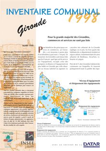 Inventaire communal 1998 ­ Gironde : pour la grande majorité des Girondins, commerces et services ne sont pas loin.