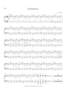 Partition Piano, Zimbabwe, E minor, Daniels Torres, Alexander Philip