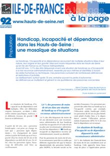 Handicap, incapacité et dépendance     dans les     Hauts-de-Seine : une mosaïque de situations