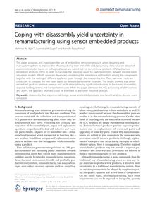 Coping with disassembly yield uncertainty in remanufacturing using sensor embedded products