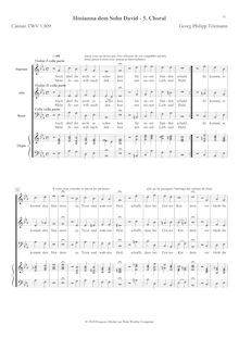 Partition , choral, Cantate Hosianna dem Sohne David, Telemann, Georg Philipp par Georg Philipp Telemann