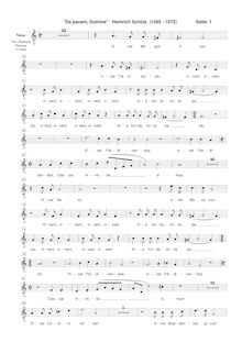 Partition chœur 2: ténor [G2 clef], Da pacem, Domine, Schütz, Heinrich