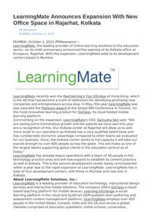 LearningMate Announces Expansion With New Office Space in Rajarhat, Kolkata