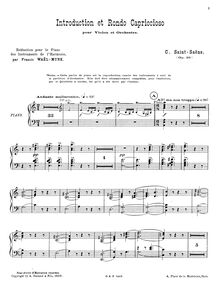 Partition complète, Introduction et Rondo capriccioso, Op.28, Saint-Saëns, Camille par Camille Saint-Saëns