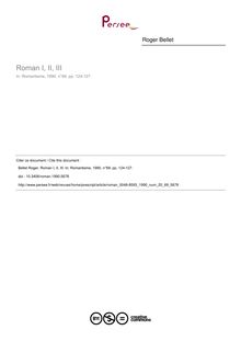 Roman I, II, III - article ; n°69 ; vol.20, pg 124-127