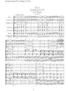 Partition complète, Symphony No.22, C major, Mozart, Wolfgang Amadeus