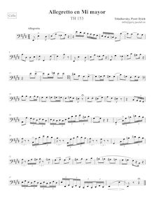 Partition violoncelle, Allegretto, E major, Tchaikovsky, Pyotr