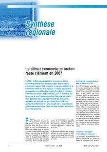 Synthèse régionale : le climat économique breton reste clément en 2007 (Octant n° 113)
