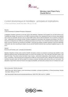 L union économique et monétaire : principes et implications - article ; n°1 ; vol.44, pg 121-142