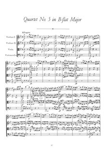 Partition complète, corde quatuor No. 5 en B♭ Major, Schubert, Franz