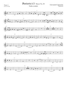 Partition ténor viole de gambe 1, aigu clef, Fantasia pour 5 violes de gambe, RC 52