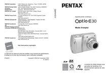 Mode d emploi - Appareil Photo numériques Pentax  Optio E30