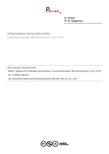 Urbanisation sans bidonvilles - article ; n°1 ; vol.53, pg 119-145