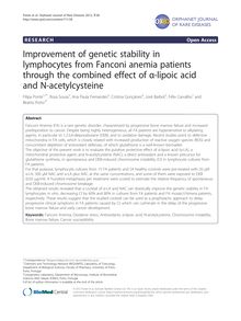 Improvement of genetic stability in lymphocytes from Fanconi anemia patients through the combined effect of α-lipoic acid and N-acetylcysteine