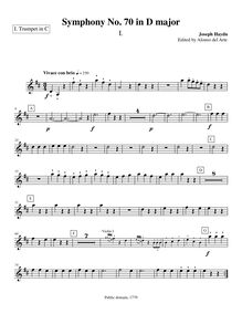 Partition trompette I (C), Symphony Hob.I:70, D major, Symphony VII