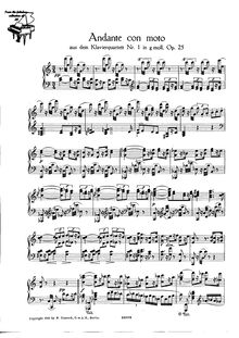 Partition , Andante con moto, Piano quatuor No.1, Klavier-Quartett Nr.1