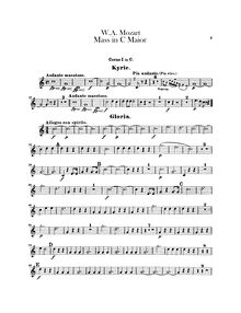 Partition cor 1, 2 (en C), Mass, Krönungsmesse ; Coronation Mass ; Mass No.15 ; Missa