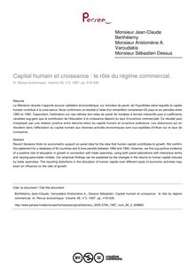 Capital humain et croissance : le rôle du régime commercial.  - article ; n°3 ; vol.48, pg 419-428