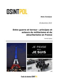 Entre guerre et terreur : principes et acteurs du militarisme et du sécuritarisme en France