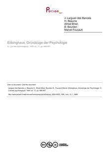 Ebbinghaus, Gründzüge der Psychologie - compte-rendu ; n°1 ; vol.12, pg 666-667