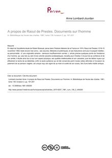 A propos de Raoul de Presles. Documents sur l homme - article ; n°2 ; vol.139, pg 191-207