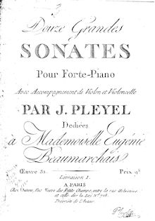 Partition parties complètes, 3 Trio sonates, 3 Trios for Keyboard, Violin and Cello ; 3 Grand Sonatas for piano with accompaniment of violin and cello, Op.31