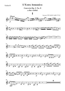 Partition violons II, Concerto pour 2 violons en A minor, A minor