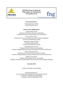 PRISMA-France Volume II - Projet pilote sur l intégration et la gestion de cas